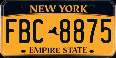 NY license plate FBC8875