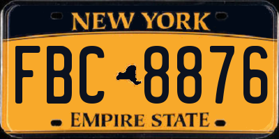 NY license plate FBC8876