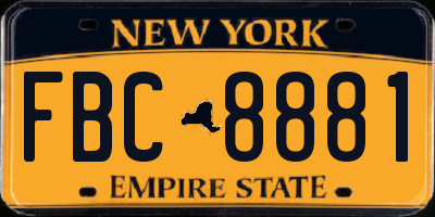 NY license plate FBC8881
