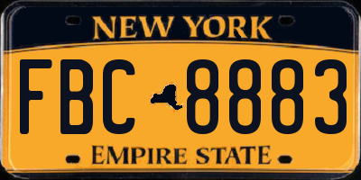 NY license plate FBC8883