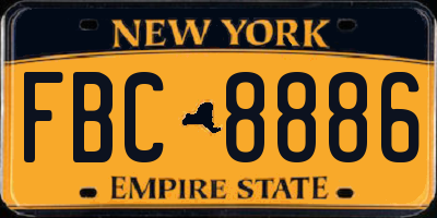 NY license plate FBC8886