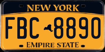 NY license plate FBC8890