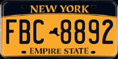 NY license plate FBC8892