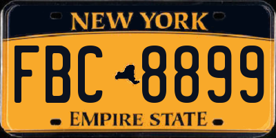 NY license plate FBC8899