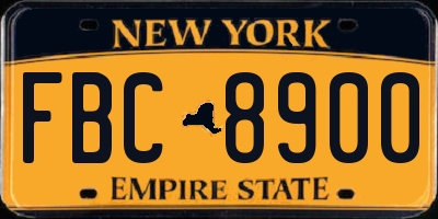 NY license plate FBC8900
