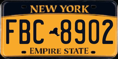 NY license plate FBC8902