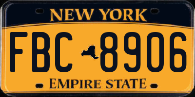 NY license plate FBC8906