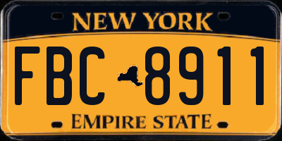 NY license plate FBC8911