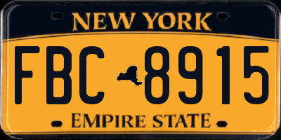 NY license plate FBC8915