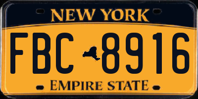 NY license plate FBC8916