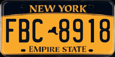 NY license plate FBC8918