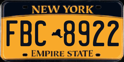 NY license plate FBC8922