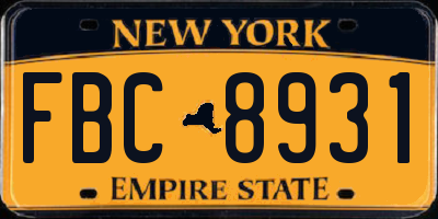 NY license plate FBC8931