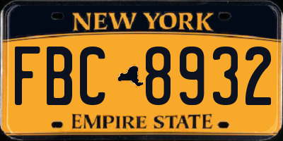 NY license plate FBC8932