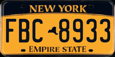 NY license plate FBC8933