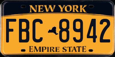 NY license plate FBC8942