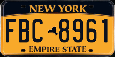 NY license plate FBC8961