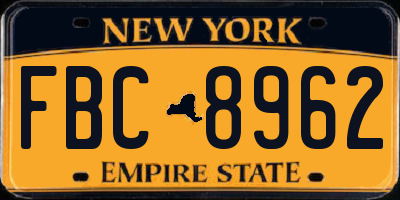 NY license plate FBC8962