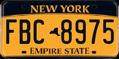 NY license plate FBC8975