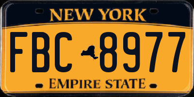 NY license plate FBC8977
