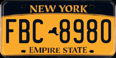 NY license plate FBC8980