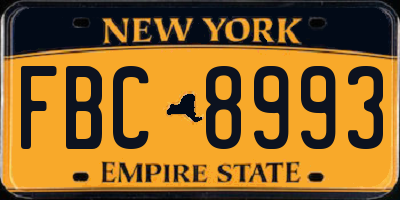 NY license plate FBC8993