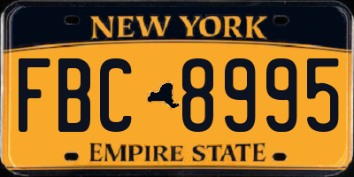 NY license plate FBC8995