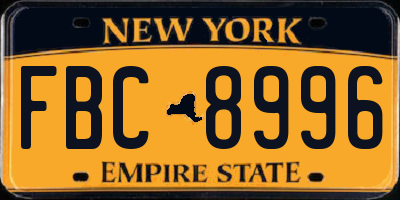 NY license plate FBC8996