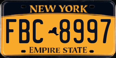 NY license plate FBC8997
