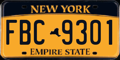 NY license plate FBC9301