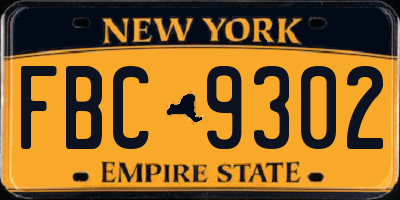 NY license plate FBC9302