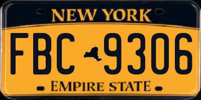 NY license plate FBC9306