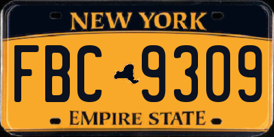 NY license plate FBC9309