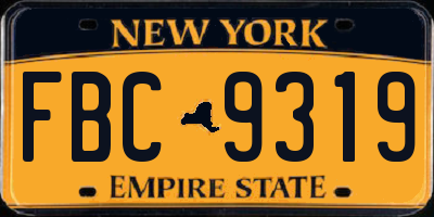 NY license plate FBC9319