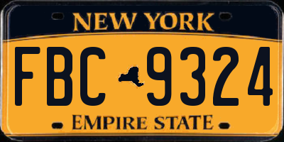 NY license plate FBC9324