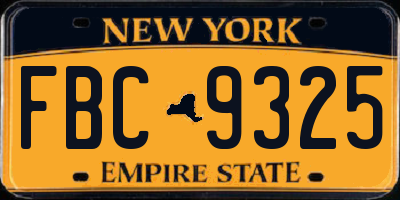 NY license plate FBC9325