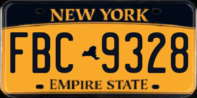 NY license plate FBC9328