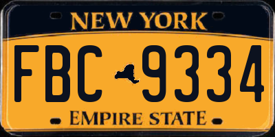 NY license plate FBC9334