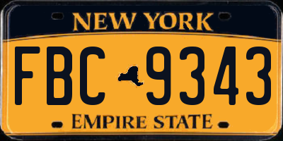 NY license plate FBC9343