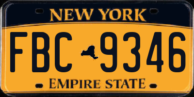 NY license plate FBC9346