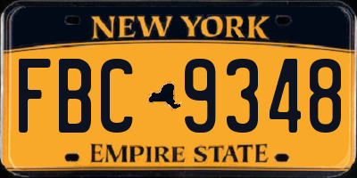 NY license plate FBC9348