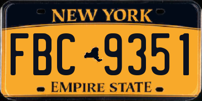 NY license plate FBC9351