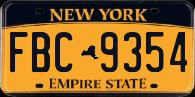 NY license plate FBC9354