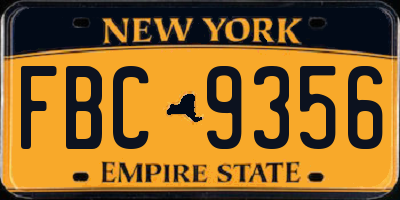 NY license plate FBC9356