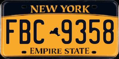 NY license plate FBC9358