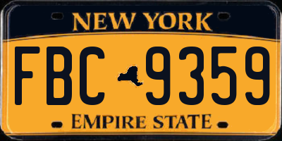 NY license plate FBC9359