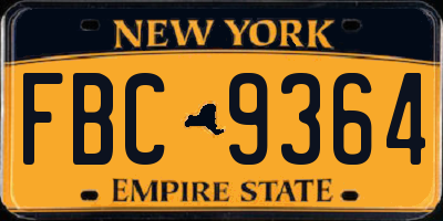 NY license plate FBC9364