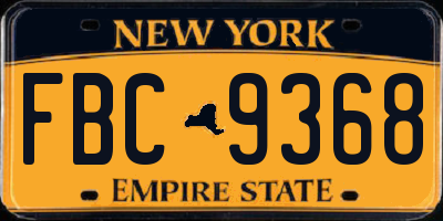 NY license plate FBC9368