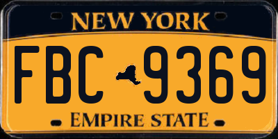 NY license plate FBC9369