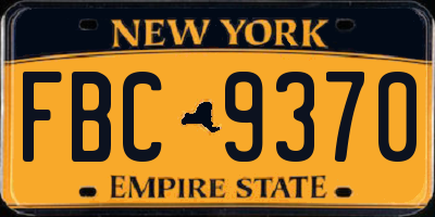 NY license plate FBC9370